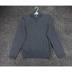 Jos A Bank Traveler Sweater Mens XL Gray 1/4 Zip Merino Wool Blend Wicking NWT